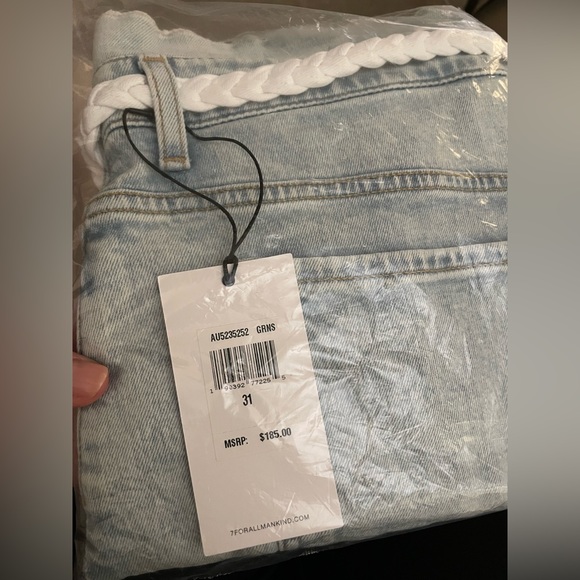 7 for all mankind high waisted braided belt jean shorts - Picture 2 of 3
